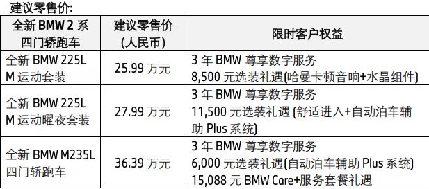 BMW 2系四门轿跑车正式上市 售价25.99万起2