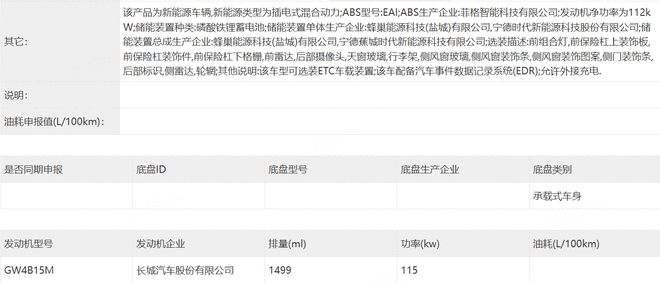 换装1.5T发动机/全新外观 哈弗腾龙申报图曝光4